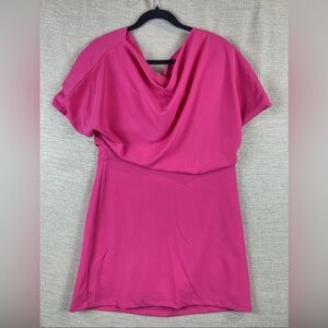 Alexia Admor Size XL Pink Drape Front Short Sleeve Boat Neck Knee Length Dress